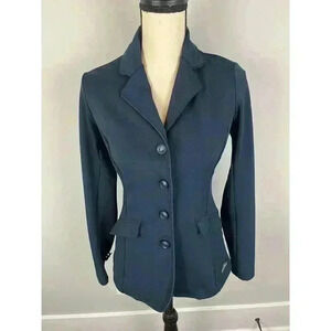 Grand Prix Madelyn TK Fabric Hunt Coat Equestrian Blazer Jacket Size S Navy Blue